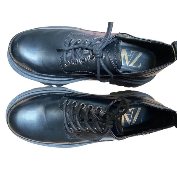 Zara Chunky Platform Black Oxford’s Flat Track Sole lug sole Mary Janes Size 7.5 - Picture 11 of 11